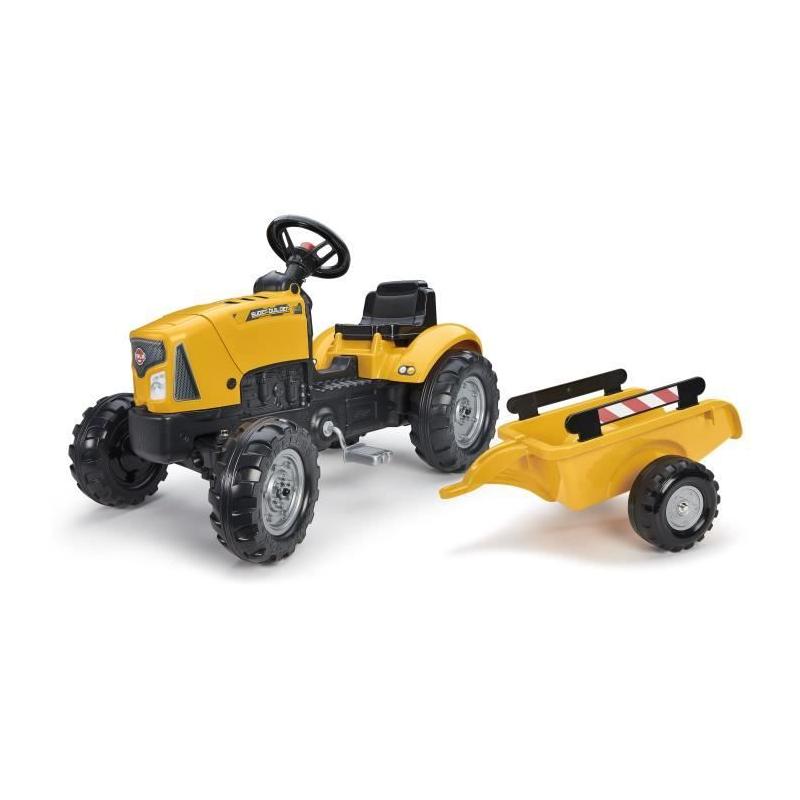 Tracteur à pédales FALK SuperBuilder avec capot ouvrant et remorque - Pour enfants de 2 à 5 ans