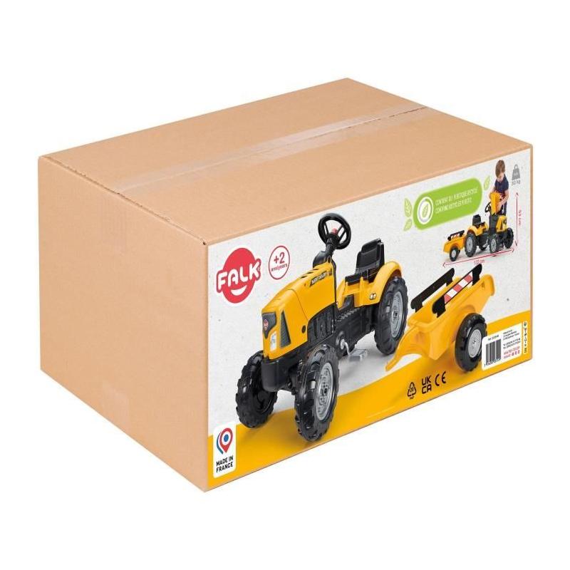 Tracteur à pédales FALK SuperBuilder avec capot ouvrant et remorque - Pour enfants de 2 à 5 ans