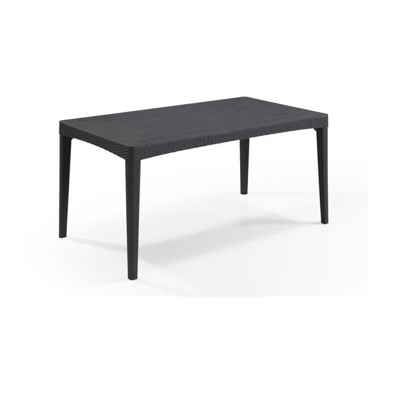 Table de jardin rectangulaire gris graphite en résine - 6 personnes - Girona