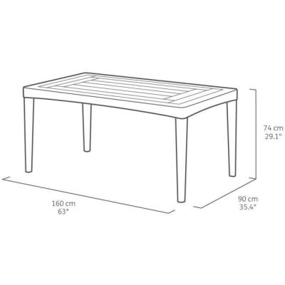 Table de jardin rectangulaire gris graphite en résine - 6 personnes - Girona