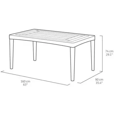 Table de jardin rectangulaire gris graphite en résine - 6 personnes - Girona