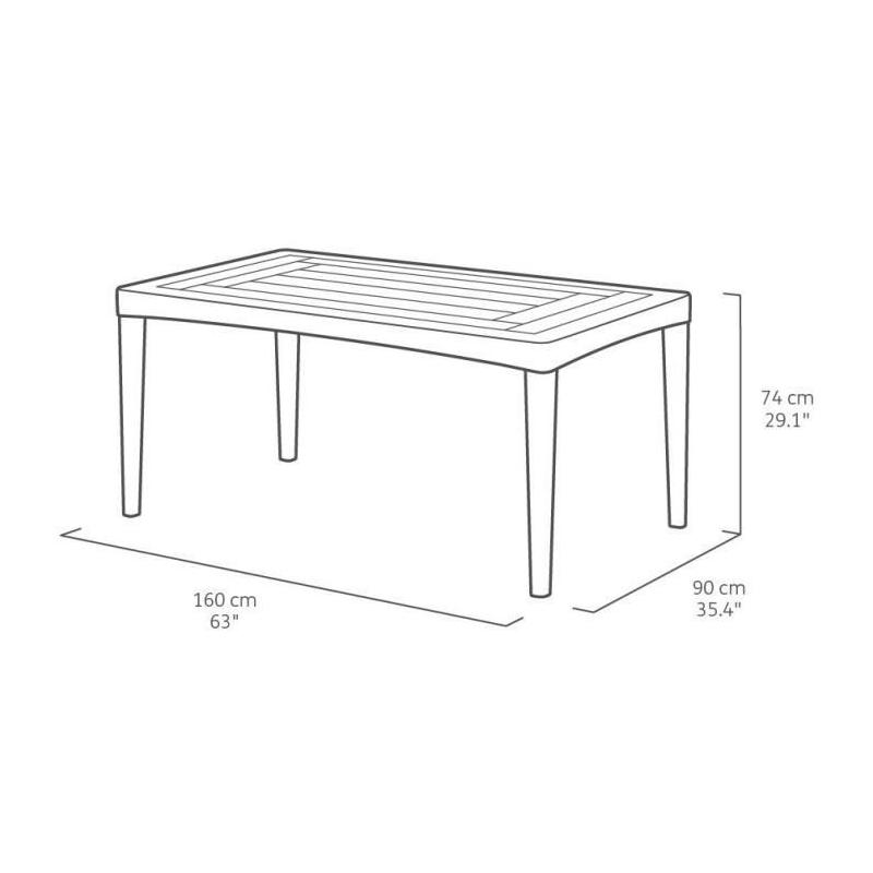 Table de jardin rectangulaire gris graphite en résine - 6 personnes - Girona