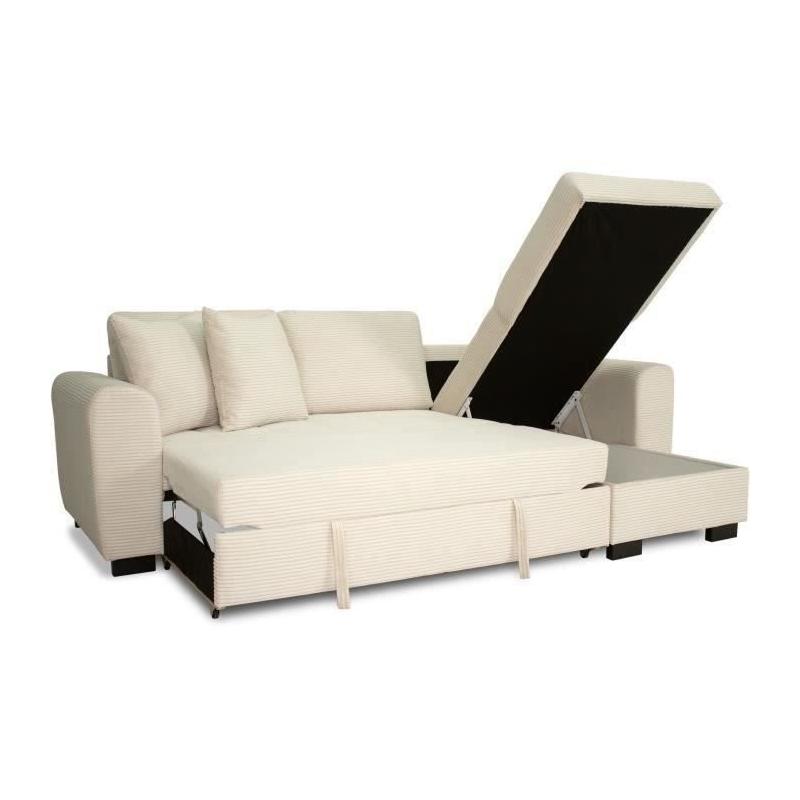 Canapé d'angle convertible réversible - HAMILTON Beige - L 245 x P 150 x H 86