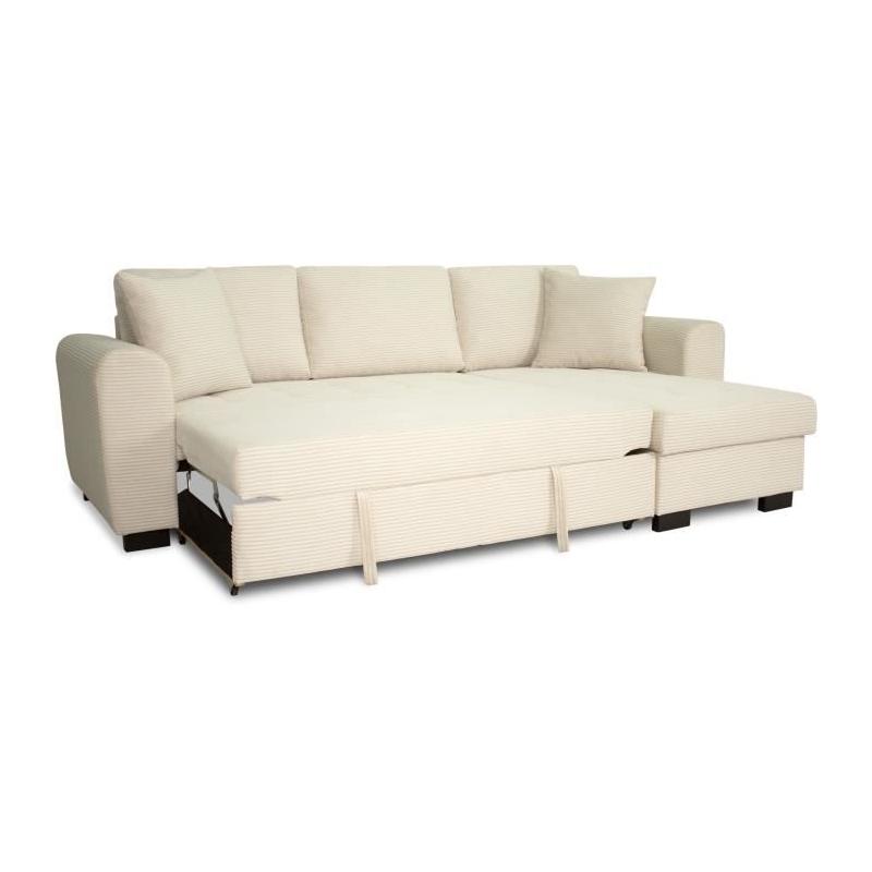 Canapé d'angle convertible réversible - HAMILTON Beige - L 245 x P 150 x H 86