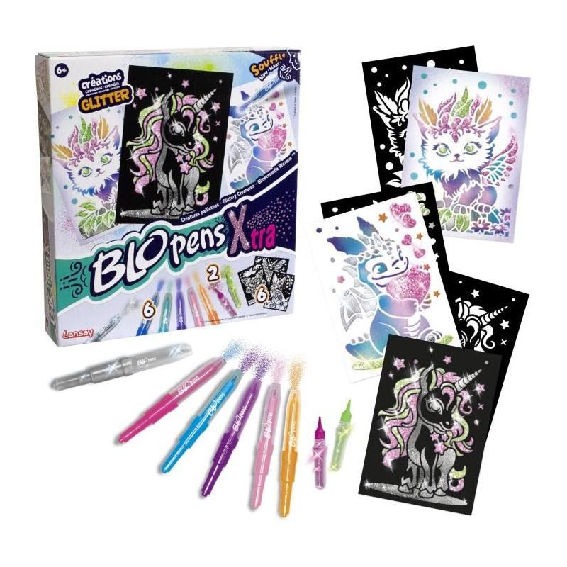 Blopens LANSAY: Créatures pailletées avec 6 pochoirs