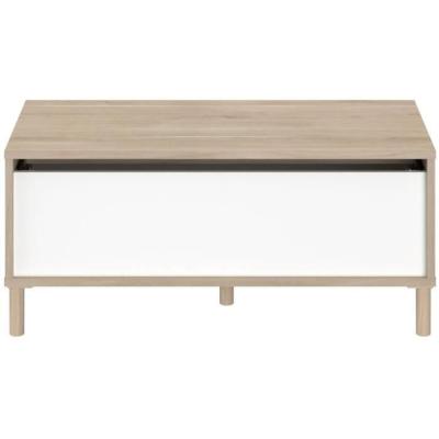 Table basse relevable blanche/chêne 100,8 x 43,6 x 50 cm
