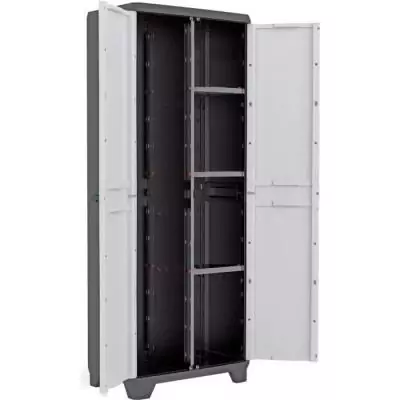 Armoire de rangement utilitaire Linear - Noir et gris - 68 x 39 x 173 cm