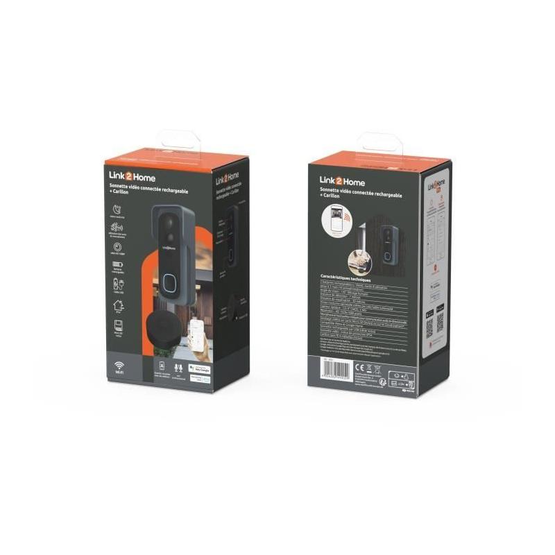 Kit Sonnette connectée + carillon LINK2HOME - Wi-Fi, audio bidirectionnel