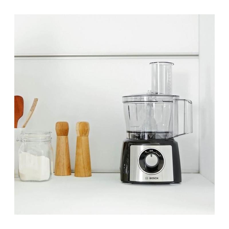 Robot multifonctions Bosch MCM3501M: polyvalence en noir et inox