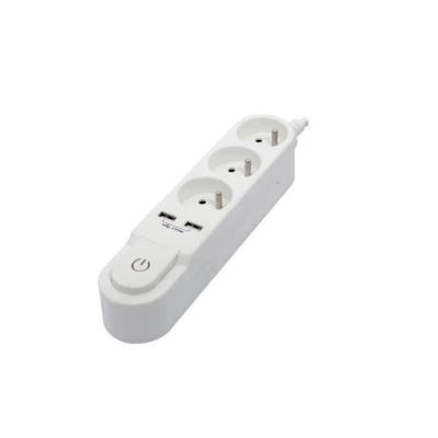Bloc multiprise CHACON avec interrupteur - 3 prises 16 A, 2 sorties USB 2 A
