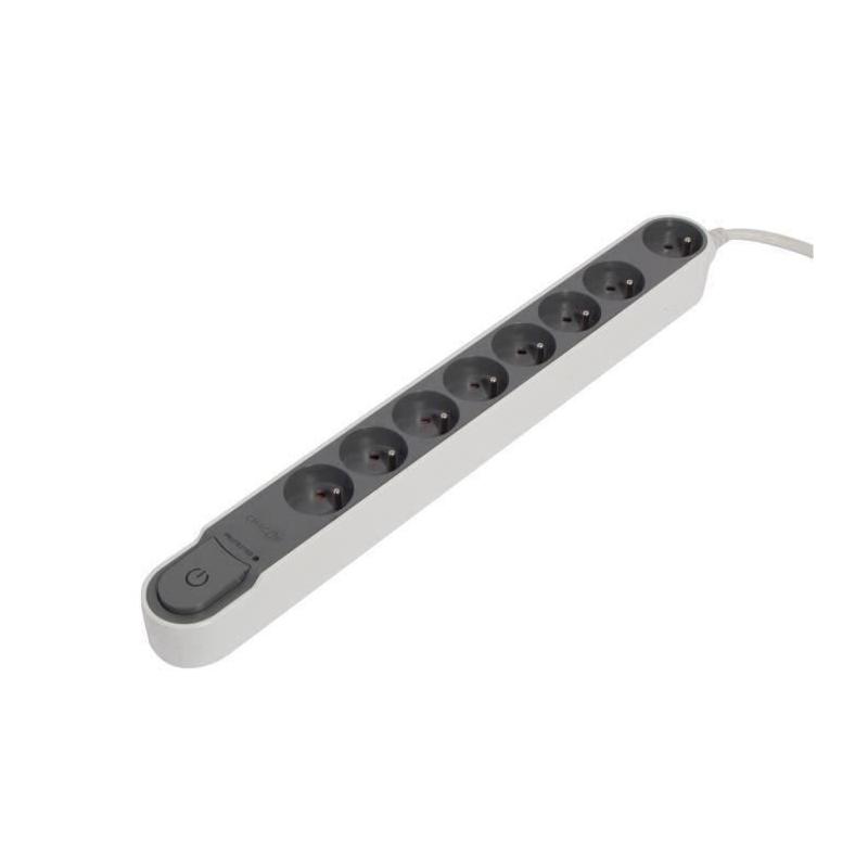Bloc multiprise CHACON parafoudre 8 prises 16A - 1,5m gris