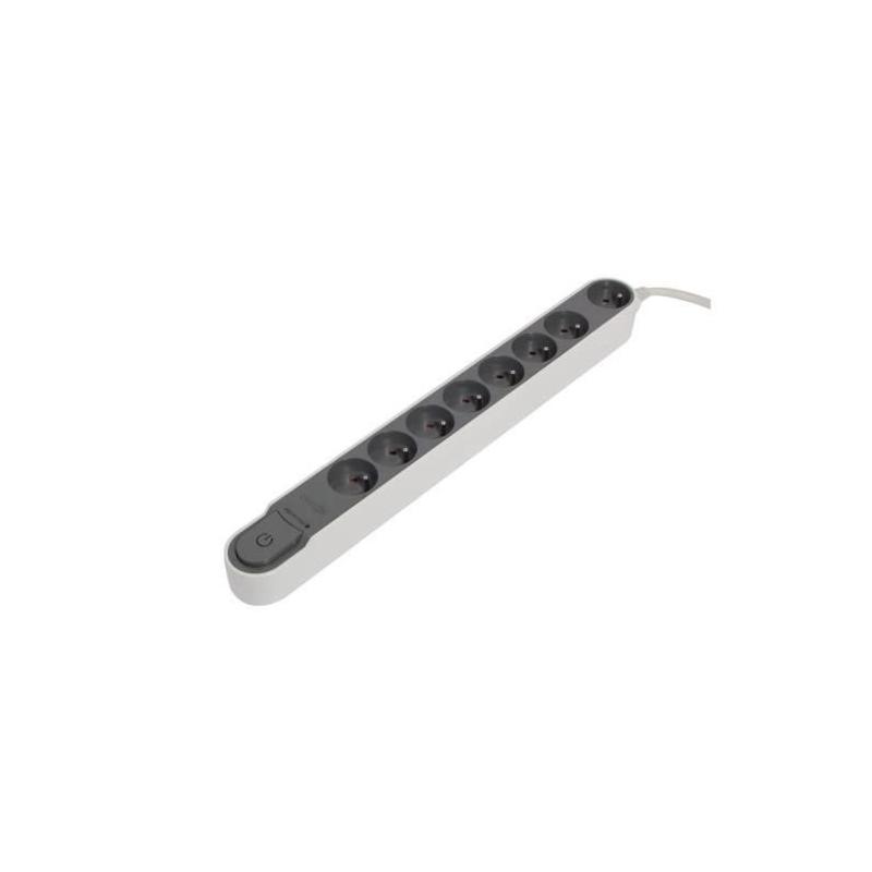Bloc multiprise CHACON parafoudre 8 prises 16A - 1,5m gris