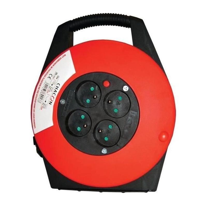 Enrouleur ménager CHACON 10m 4 prises 16A : compact et pratique