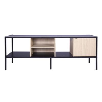 Meuble TV 1 porte - Design métal et bois - L 140 x P 40 x H 50 cm