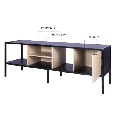 Meuble TV 1 porte - Design métal et bois - L 140 x P 40 x H 50 cm