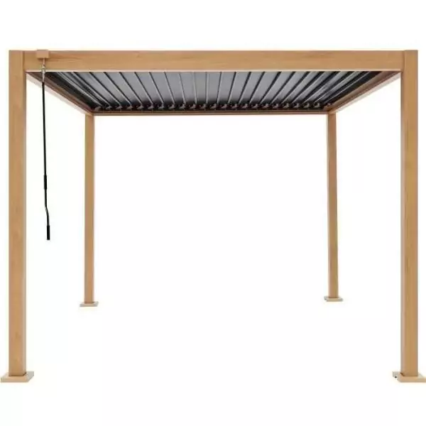 Pergola bioclimatique GAYA - Structure en aluminium et en acier - l300 x P300 x H240 cm - Aspect Bois