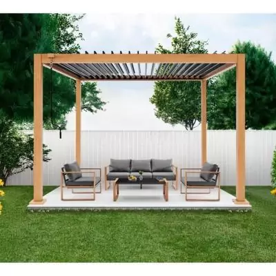 Pergola bioclimatique GAYA - Aluminium et acier - Aspect Bois