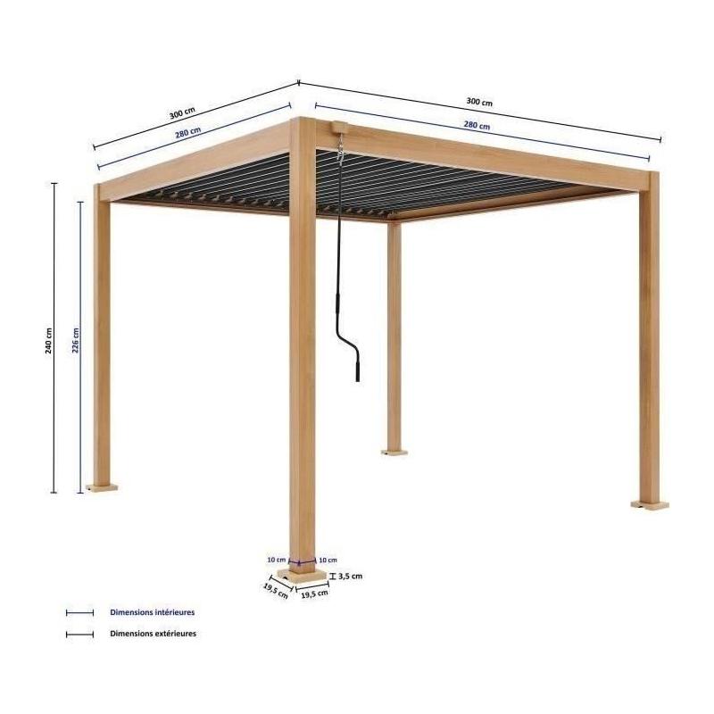 Pergola bioclimatique GAYA - Aluminium et acier - Aspect Bois