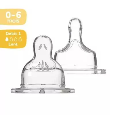 Tétine plate anti-coliques Dodie Sensation+ col large - Débit 1