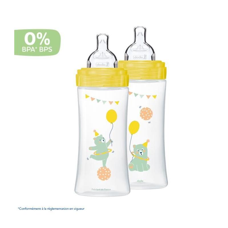Lot de 2 Biberons Dodie Sensation+ Anti-Coliques Ours 330ml
