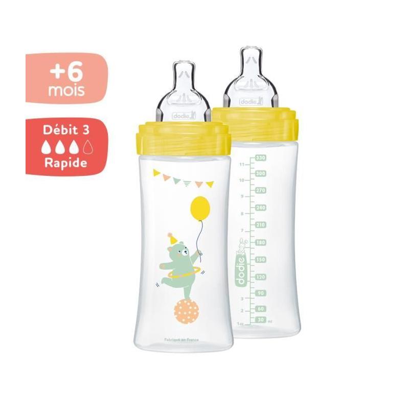 Lot de 2 Biberons Dodie Sensation+ Anti-Coliques Ours 330ml