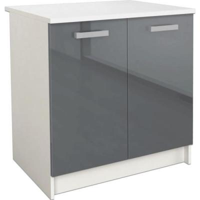 Meuble bas de cuisine 80 cm - Gris brillant, Made in France