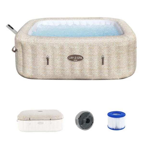 Spa gonflable BESTWAY - Lay-Z-Spa Rome - 180 airjets - 201 x 201 x 71 cm - 5 a 7 places - Carré (couverture, cartouche, diffuse