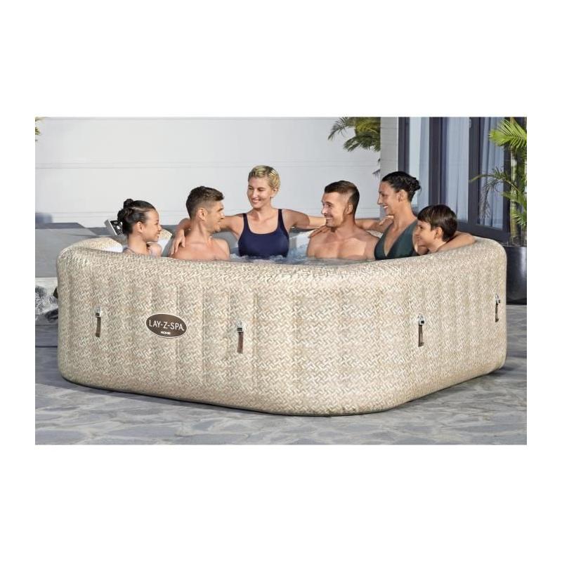 Spa gonflable BESTWAY - Lay-Z-Spa Rome - 180 jets d'air - 5 à 7 places - Carré