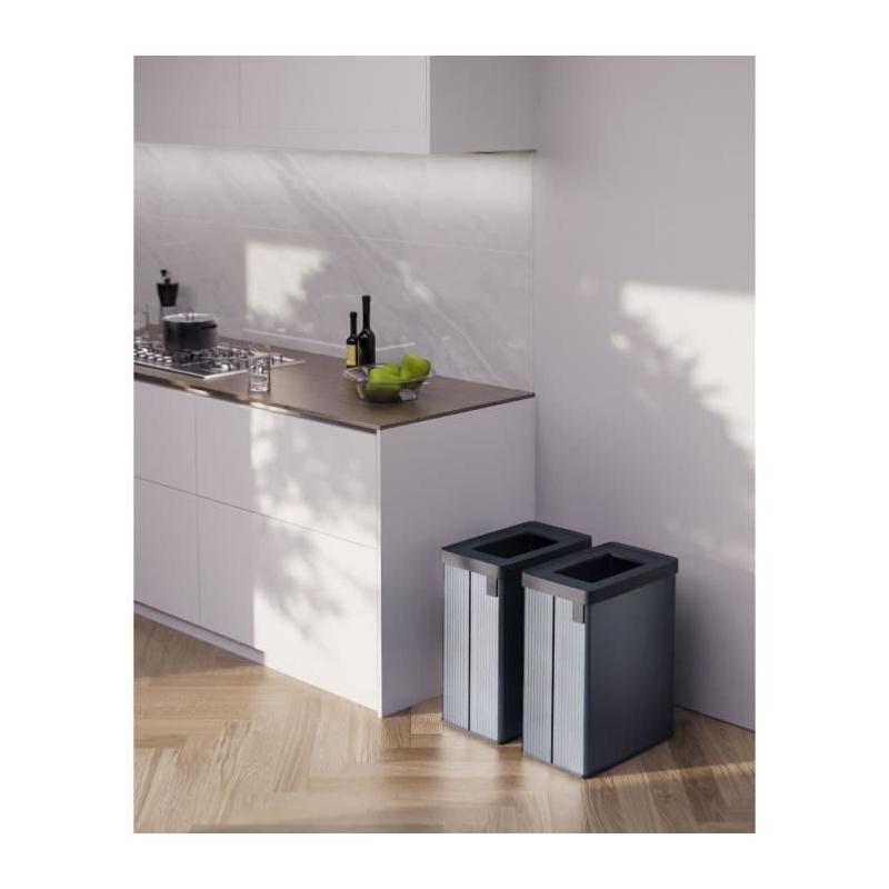 Poubelle de tri VERTO CURVER 54L Gris perle - Design pratique