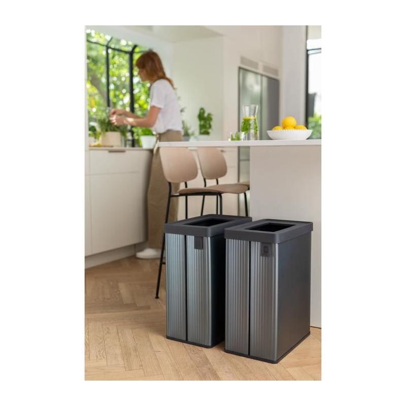 Poubelle de tri VERTO CURVER 54L Gris perle - Design pratique