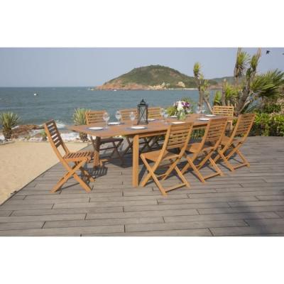 Ensemble repas de jardin extensible 8-12 pers. - Bois Eucalyptus FSC