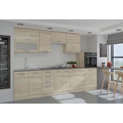 Cuisine complète L 300 cm avec four et hotte - Chêne Sonoma
