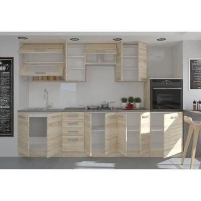 Cuisine complète L 300 cm avec four et hotte - Chêne Sonoma