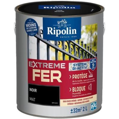 Peinture fer RIPOLIN 395991 Noir Mat 2 L - Effets décoratifs