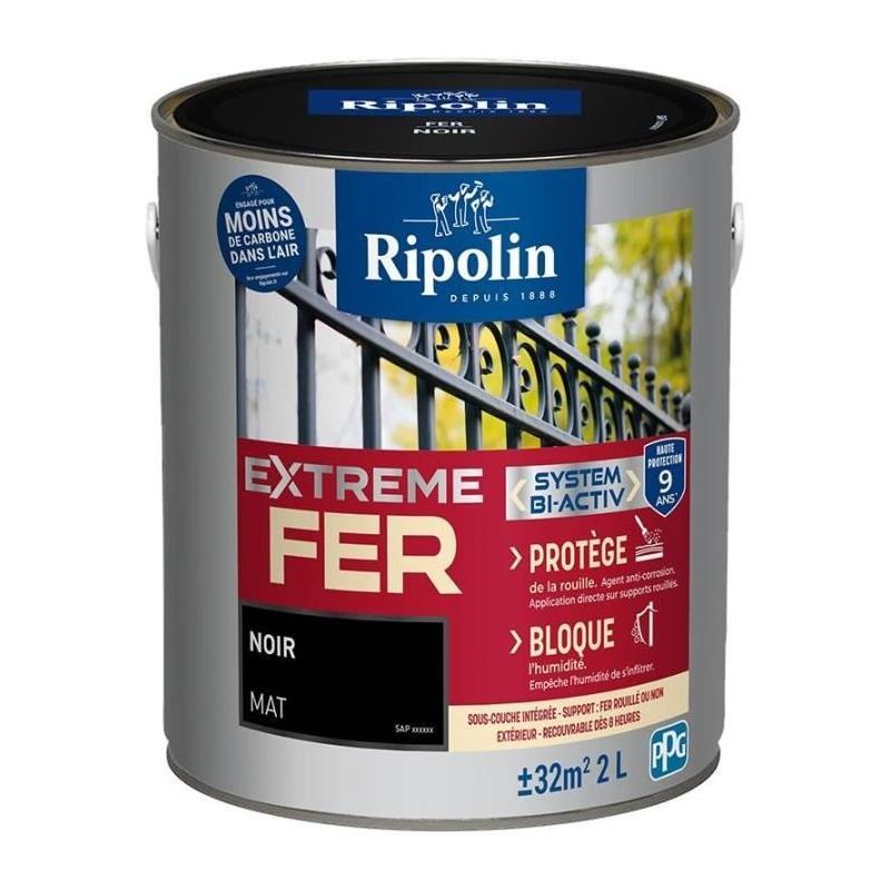 Peinture fer RIPOLIN 395991 Noir Mat 2 L - Effets décoratifs