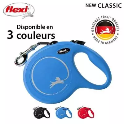 Laisse New Classic L Tape 8 m blue Flexi CL30T8-251-BL-20 - Pratique et robuste