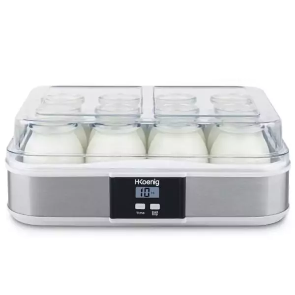 Yaourtiere HKoeNIG - ELY120 - Capacité 12 pots de 160ml - Programmable jusqu'a 15h - 15W