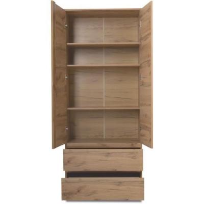 Armoire Chêne Décor - 2 portes + 2 tiroirs - L80 x H191 x P40 cm