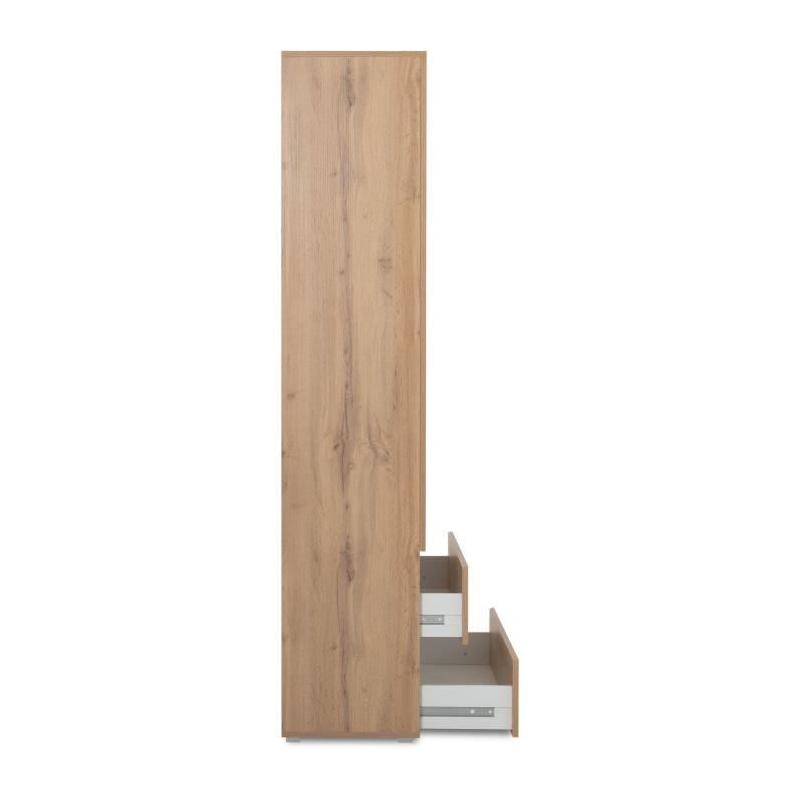 Armoire Chêne Décor - 2 portes + 2 tiroirs - L80 x H191 x P40 cm