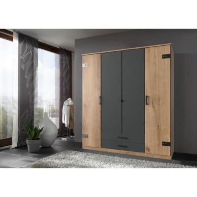 Armoire de chambre CORFOU 3 portes Chene poutre / Graphite