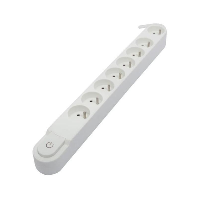 Bloc multiprise CHACON 8 prises 16A avec interrupteur - 3m câble blanc