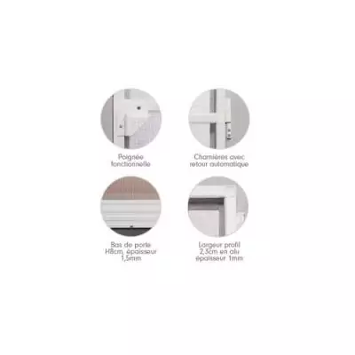 Moustiquaire porte battante L100 cm x H220 cm - Aluminium blanc, protection anti-insectes