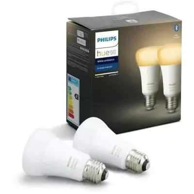 Pack de 2 ampoules LED connectées Philips Hue White Ambiance E27 - 75W, 1100 lm
