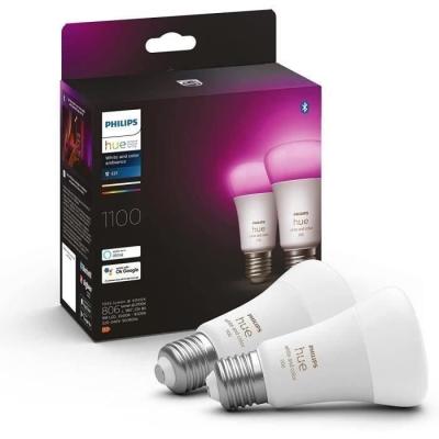 Ampoules connectées Philips Hue pack de 2 - Ambiance White & Color E27