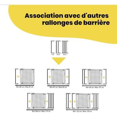 Extension de barrière de sécurité 7 cm Blanc Métal: compact et efficace