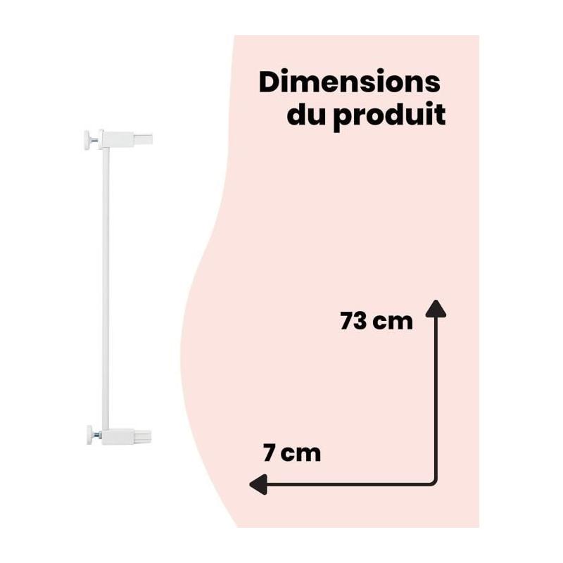 Extension de barrière de sécurité 7 cm Blanc Métal: compact et efficace