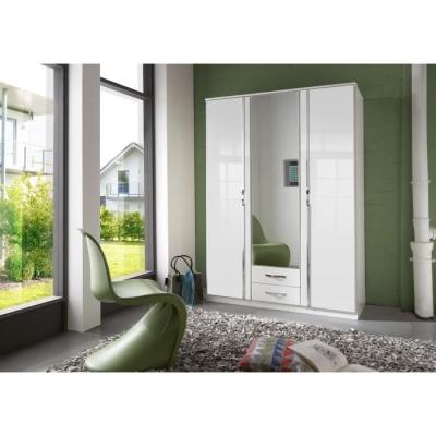Armoire Chambre Blanche avec Porte Miroir - Livraison Rapide