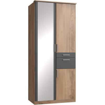 Armoire chambre élégante VOLOS - Chene poutre / Graphite