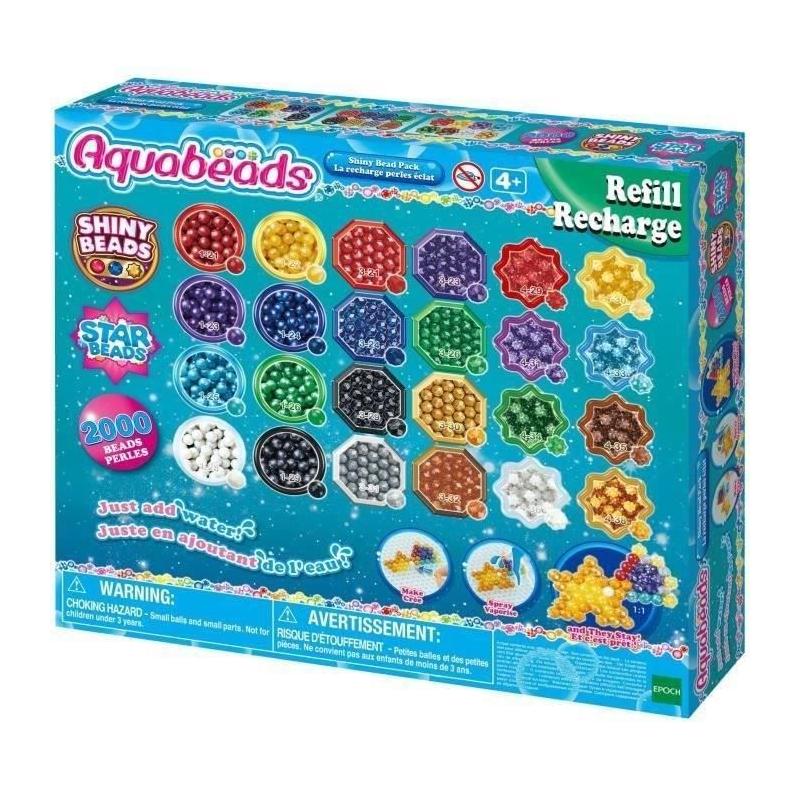 Recharge perles éclats Aquabeads - 2000 perles de 8 couleurs et 3 formes