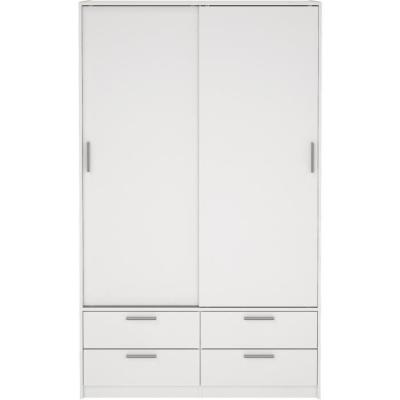 Armoire de chambre ONTARIO Blanc mat 2 portes 4 tiroirs